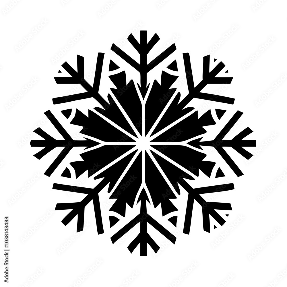 Intricate black snowflake design on transparent background for winter graphics Intricate black snowflake design on transparent background for winter graphics