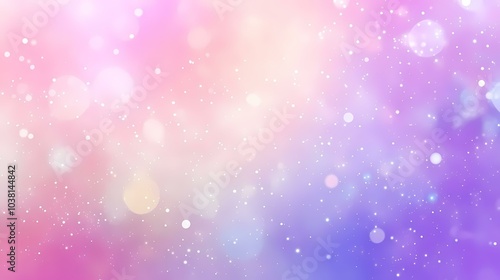 The image depicts a blurred background with a gradient of pink, purple, and white, with small white dots scattered throughout, creating a dreamy and ethereal effect.