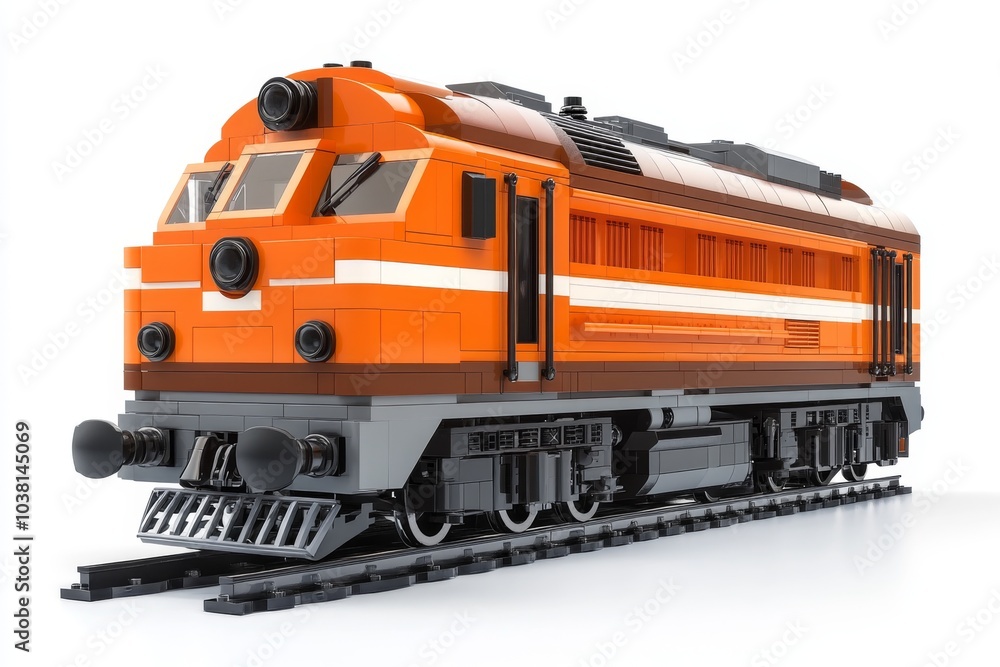 Orange and Black Toy Train Engine on Tracks Orange and Black Toy Train Engine on Tracks