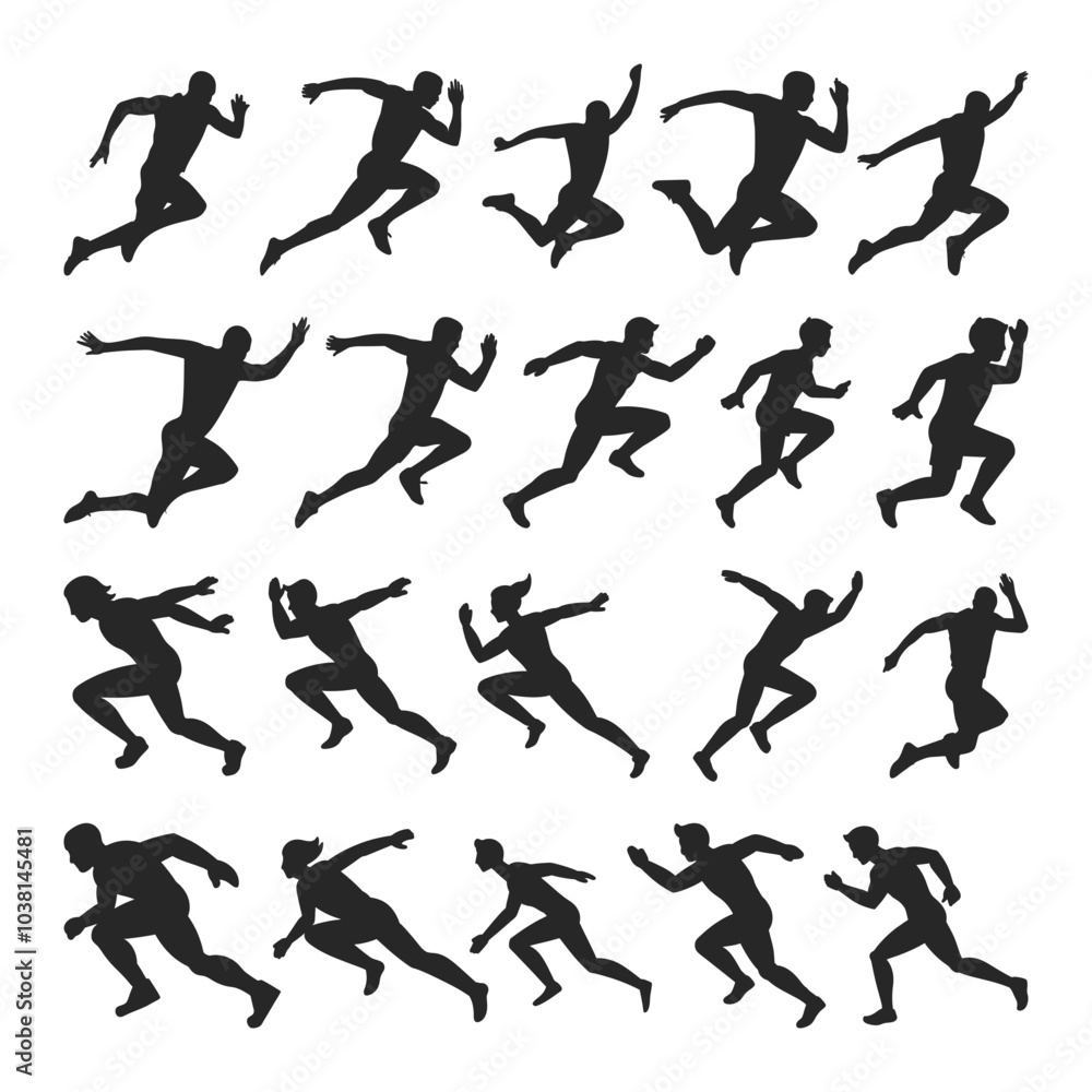Long Jump is a set of silhouettes of the triple jump. The long jump is different and isolated on a white background. vector illustration. Long Jump is a set of silhouettes of the triple jump. The long jump is different and isolated on a white background. vector illustration.