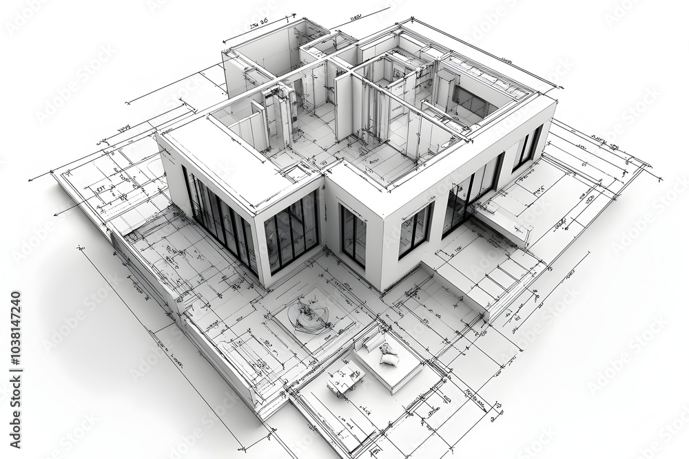 Fototapeta premium Customizable 3D Architectural Floor Plan Layout for Modern Residential Home Design