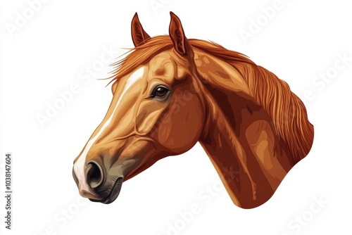 Horse Portrait  Brown Horse Head  Equine Illustration  Animal Face  Realistic Horse Art