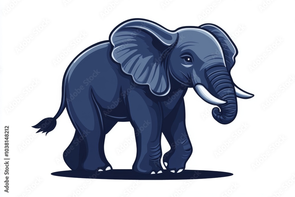 Fototapeta premium Cartoon Blue Elephant Illustration