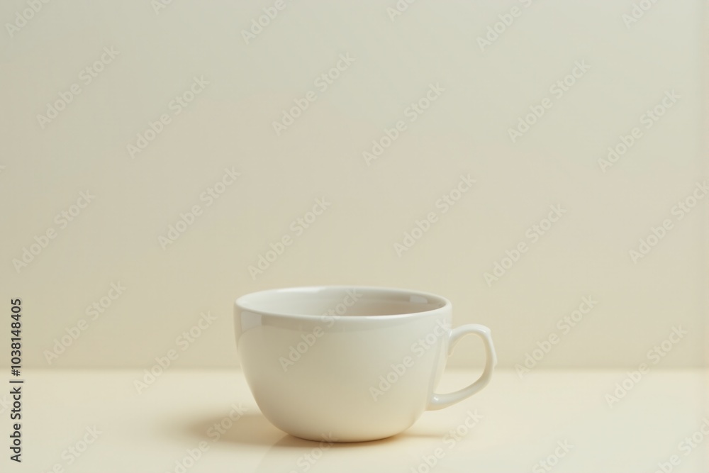 Fototapeta premium Coffee cup on a pastel backdrop with clean lines