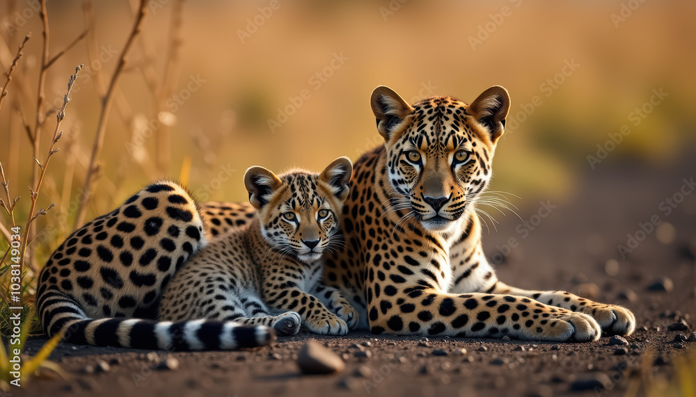 Fototapeta premium Leopard family in the wild