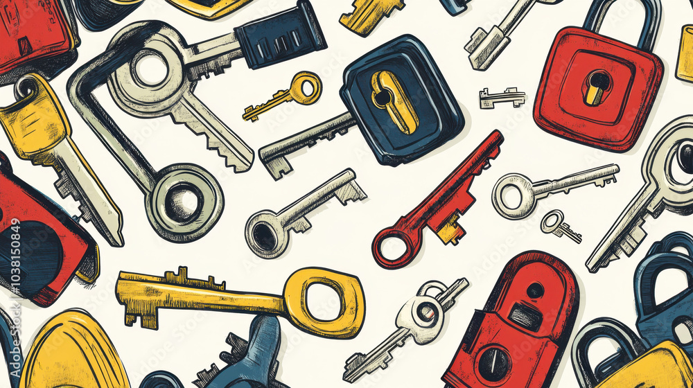 Illustration of Keys on White Background Illustration of Keys on White Background