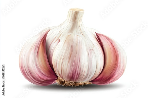 Fresh Garlic Bulb Isolated On White Background