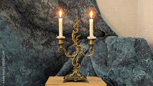 Cuadro en lienzo old candlestick with candles