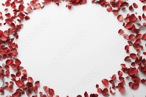 Red Petals Surrounding Blank Space for Valentine's Day