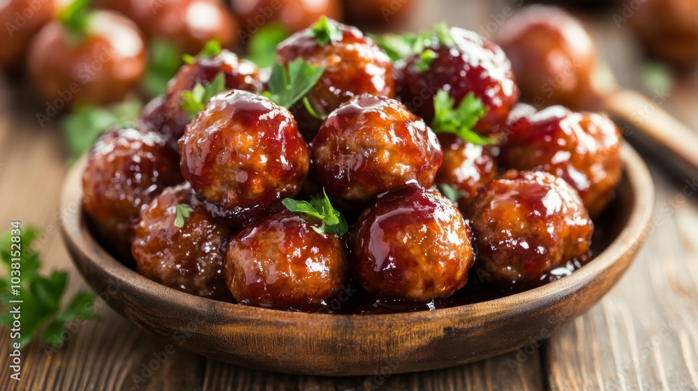 Delicious Meatballs with Lingonberry Jam and Parsley Delicious Meatballs with Lingonberry Jam and Parsley