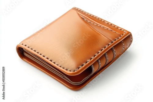 Brown Leather Wallet with Stitching Close Up