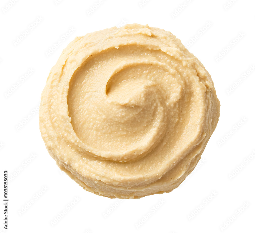 Sample of delicious hummus isolated on white, top view Sample of delicious hummus isolated on white, top view