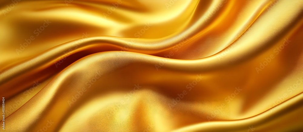 Golden Satin Fabric Draped Close Up. Golden Satin Fabric Draped Close Up.