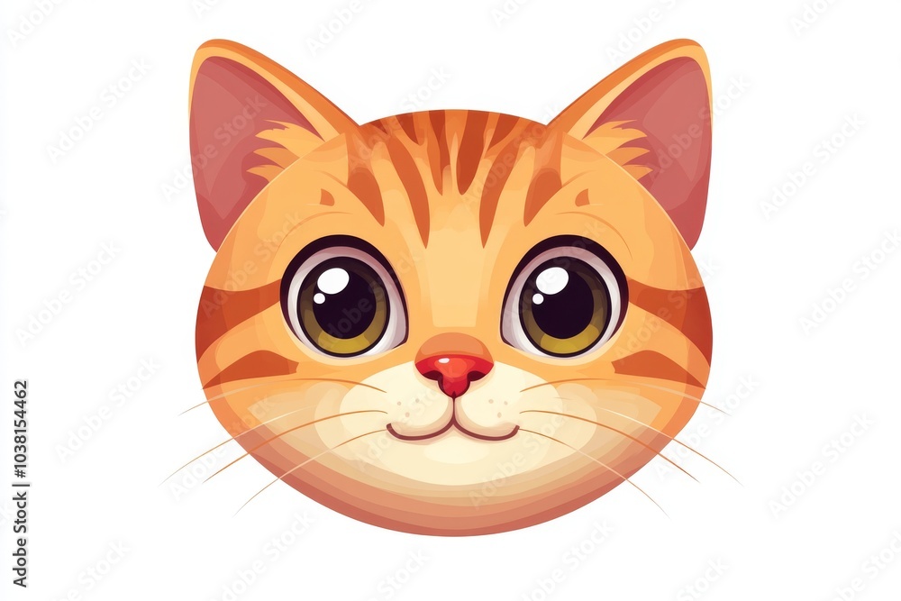 Cute Cartoon Cat Face with Big Eyes Cute Cartoon Cat Face with Big Eyes