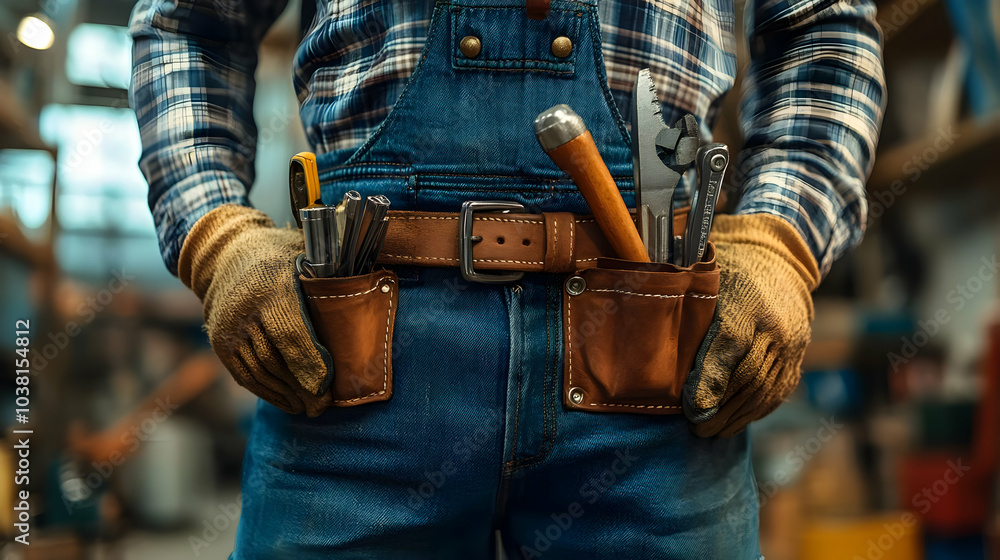 Construction Worker with Tool Belt. Construction Worker with Tool Belt.