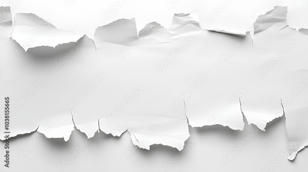 Close-up of a torn white paper sheet with a ripped center. Close-up of a torn white paper sheet with a ripped center.
