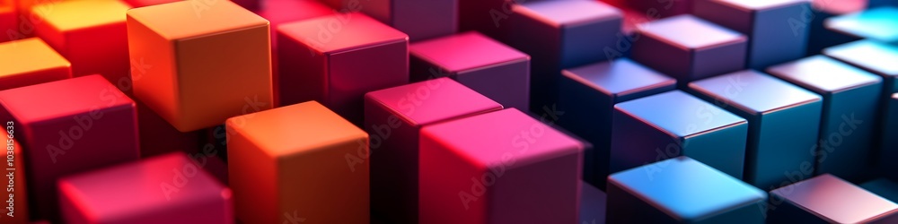 Obraz premium Vibrant Geometric Blocks 3D Render Abstract Background Design