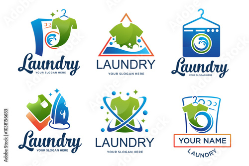 set of Laundry logo design collection.  icon for laundry service business . Vector illustration