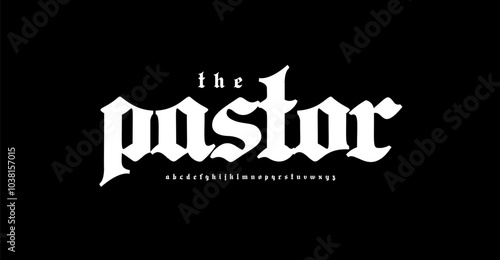 Bold blackletter font, classic Gothic letters, strong medieval alphabet for vintage logo, historical poster, traditional old-world branding. Vector typeset.