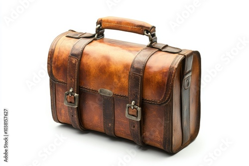 Vintage Leather Briefcase with Buckles