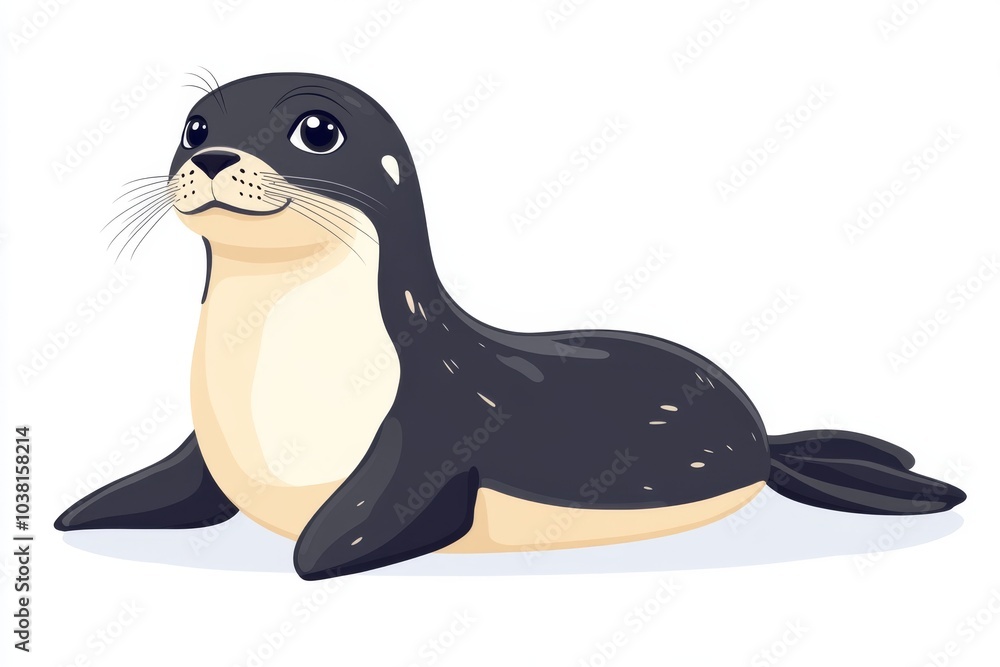 Cute Cartoon Seal Pup Lying Down Cute Cartoon Seal Pup Lying Down