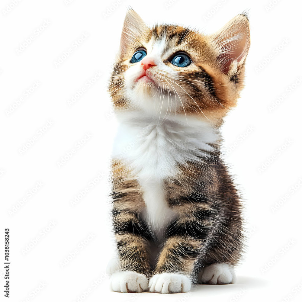 Obraz premium Cute Kitten with Blue Eyes Looking Up.