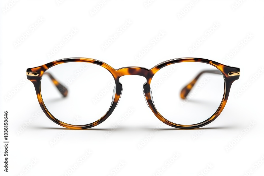 Fototapeta premium Classic Round Tortoise Shell Eyeglasses with Gold Accents