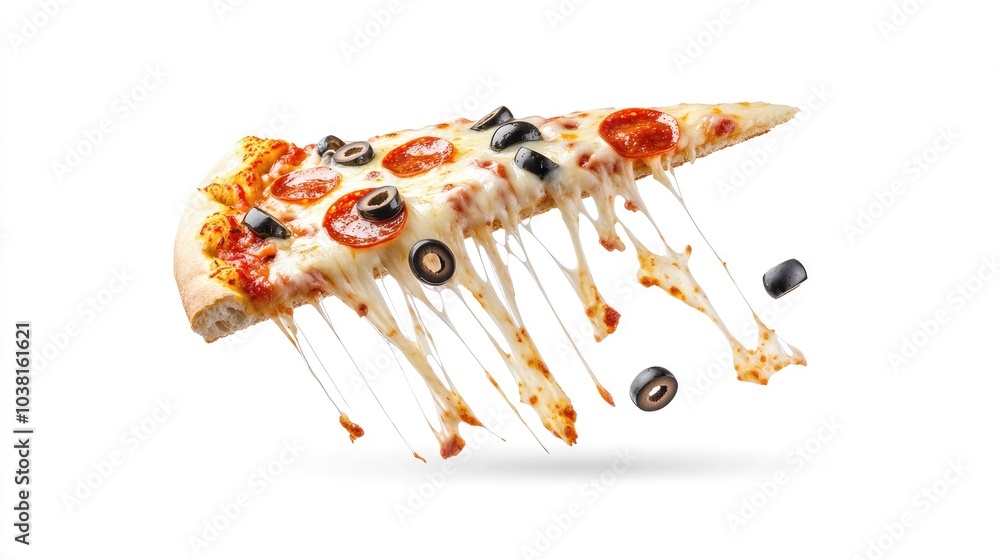 Delicious Pepperoni Pizza Slice in Motion Delicious Pepperoni Pizza Slice in Motion