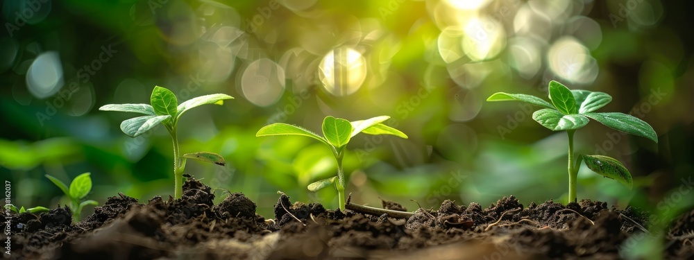 Young sprout growing in the soil cad. selective focus. Generative AI, Young sprout growing in the soil cad. selective focus. Generative AI,