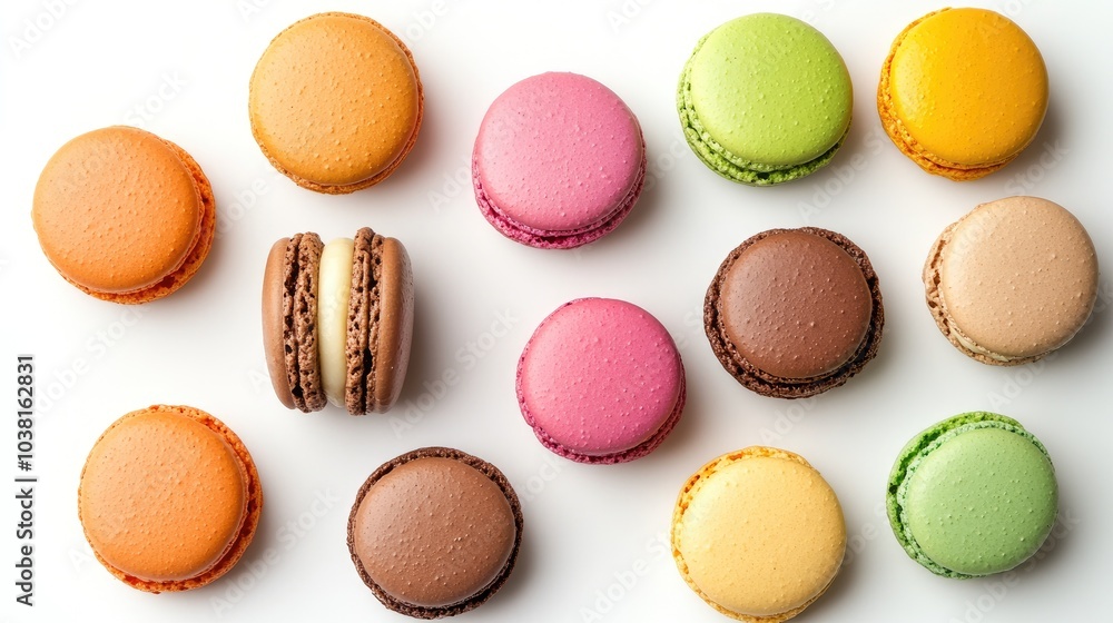 Vibrant Macarons in Colorful Arrangement Vibrant Macarons in Colorful Arrangement