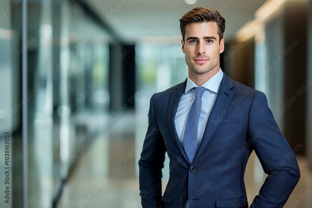 Professional Man in Tailored Suit Standing Confidently Professional Man in Tailored Suit Standing Confidently