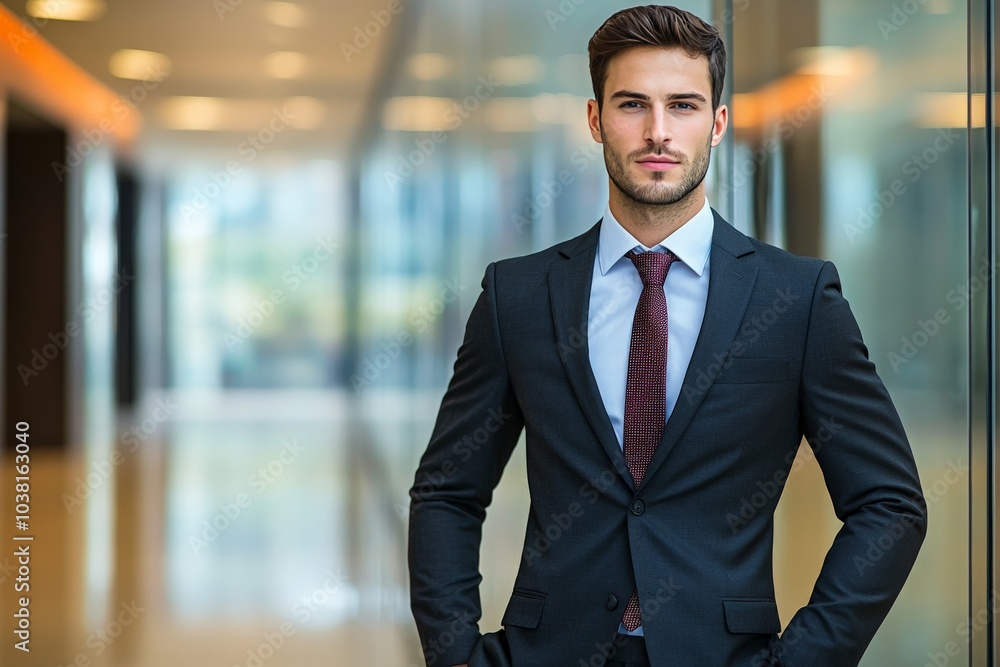 Professional Man in Tailored Suit in Modern Office