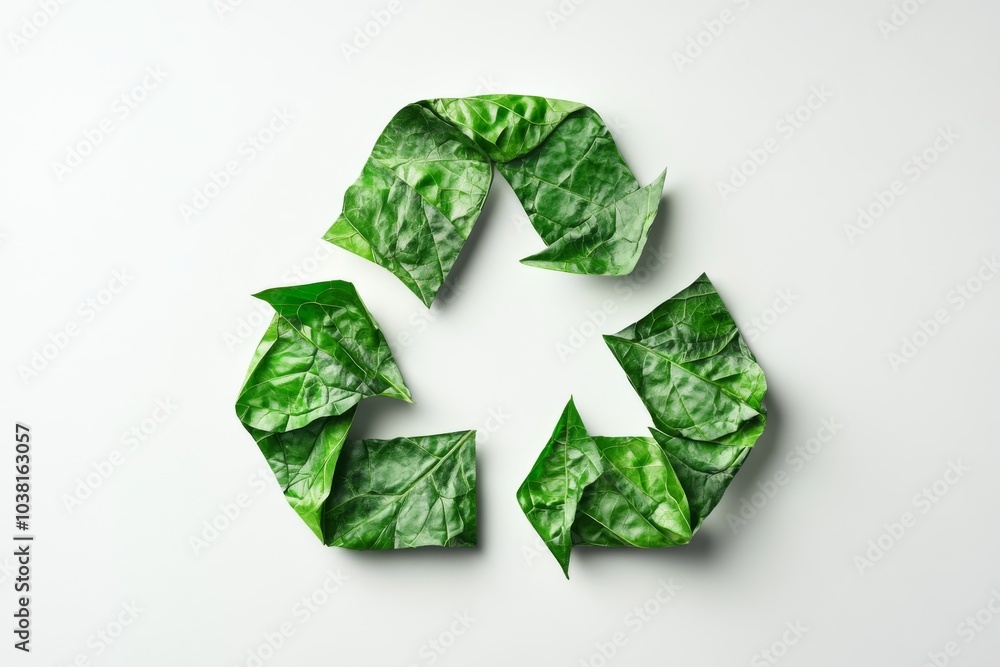 Green Leaves Recycling Symbol Eco Friendly Concept Green Leaves Recycling Symbol Eco Friendly Concept