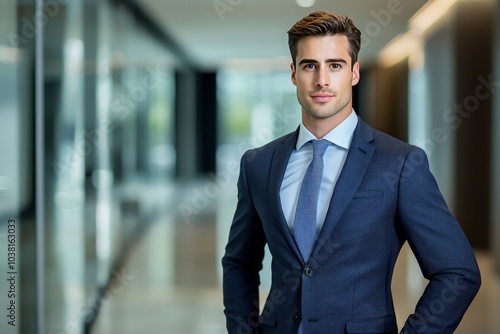 Professional Man in Tailored Suit Standing Confidently