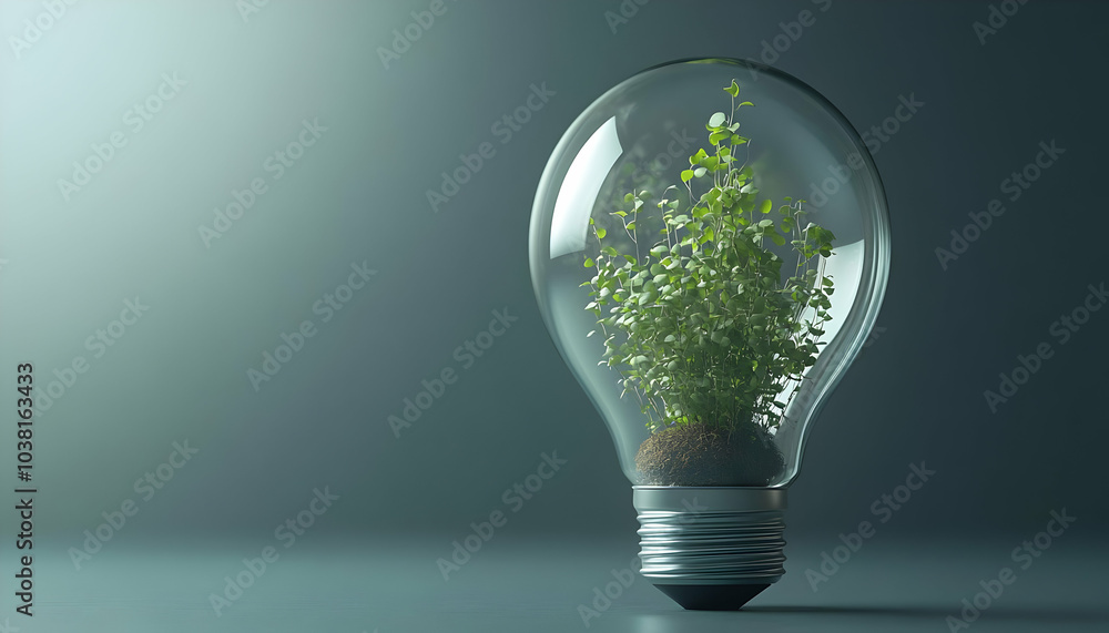 Green Energy Concept - Plant Growing Inside Light Bulb. Green Energy Concept - Plant Growing Inside Light Bulb.