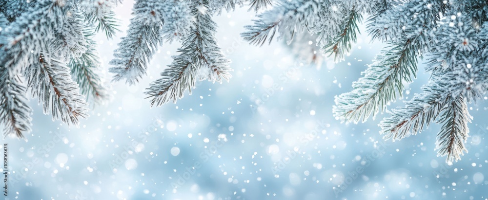 The Frosty Evergreen Pine Branches The Frosty Evergreen Pine Branches