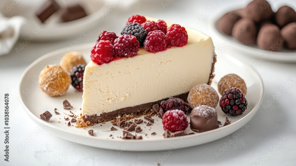 Creamy Cheesecake Slice with Fresh Berries Creamy Cheesecake Slice with Fresh Berries