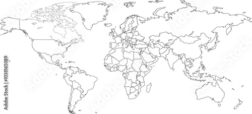 Fototapeta Naklejka Na Ścianę i Meble -  World map on white background. 