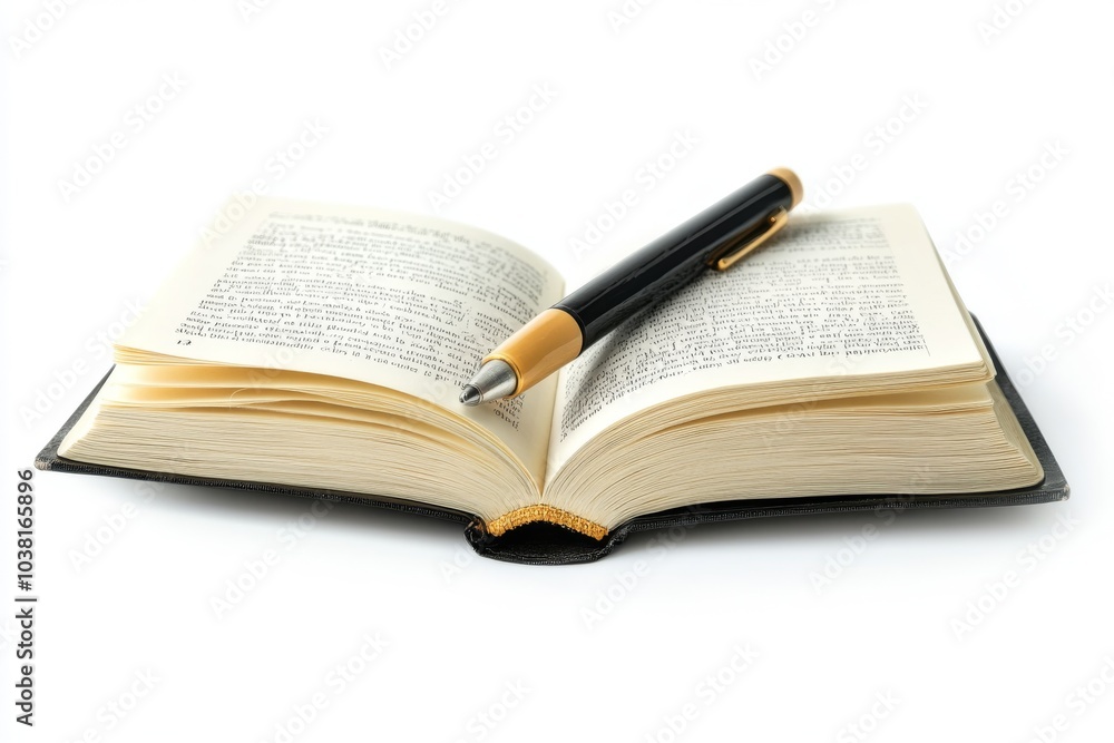 Open Book with Pen Isolated on White Background Open Book with Pen Isolated on White Background