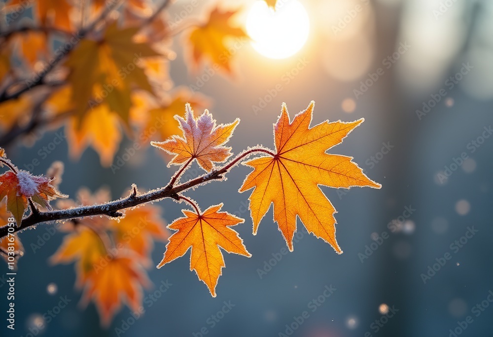 Nature's Transformation: The Arrival of Frost on Colorful Leaves, A Visual Feast of Autumn's Cool Colors and Warm Light in Ultra HD Nature's Transformation: The Arrival of Frost on Colorful Leaves, A Visual Feast of Autumn's Cool Colors and Warm Light in Ultra HD