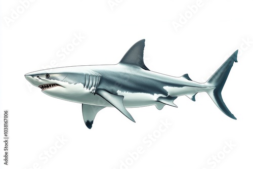 Great White Shark Illustration Predator Ocean Marine Life Underwater Wildlife Nature