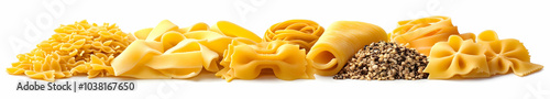 Variety of Uncooked Pasta Shapes. photo