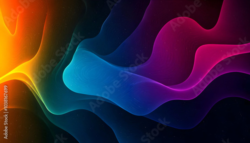 Abstract Neon Waves Background.