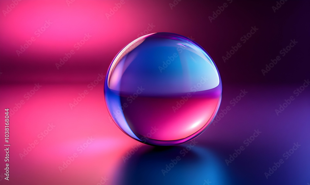 Obraz premium Abstract Glass Sphere on Pink and Purple Background.