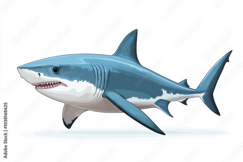 Naklejka premium Great White Shark Illustration Predatory Ocean Animal Marine Life Sea Creature