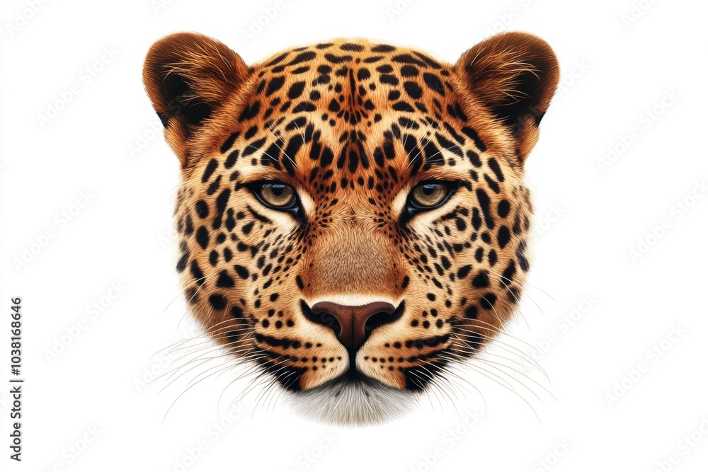 Obraz premium Leopard Face Portrait Wild Animal Closeup Big Cat Spot Pattern Predator Eyes Ju