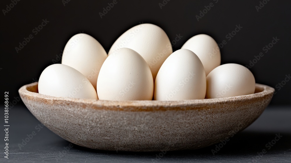 A bowl of eggs is sitting on a table A bowl of eggs is sitting on a table
