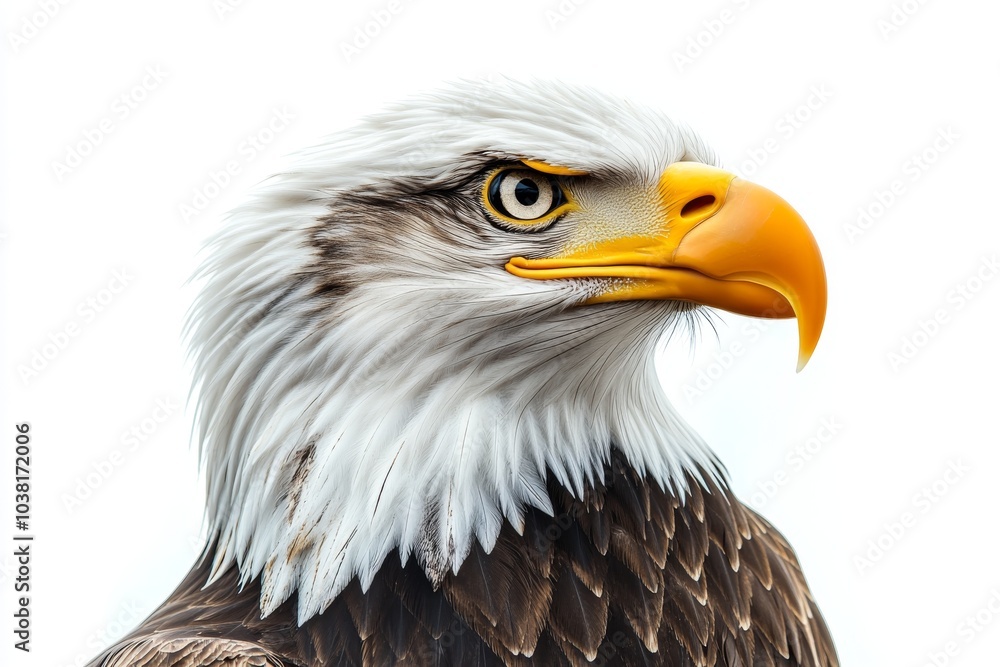 Close Up Portrait of Bald Eagle with White Head and Yellow Beak Close Up Portrait of Bald Eagle with White Head and Yellow Beak