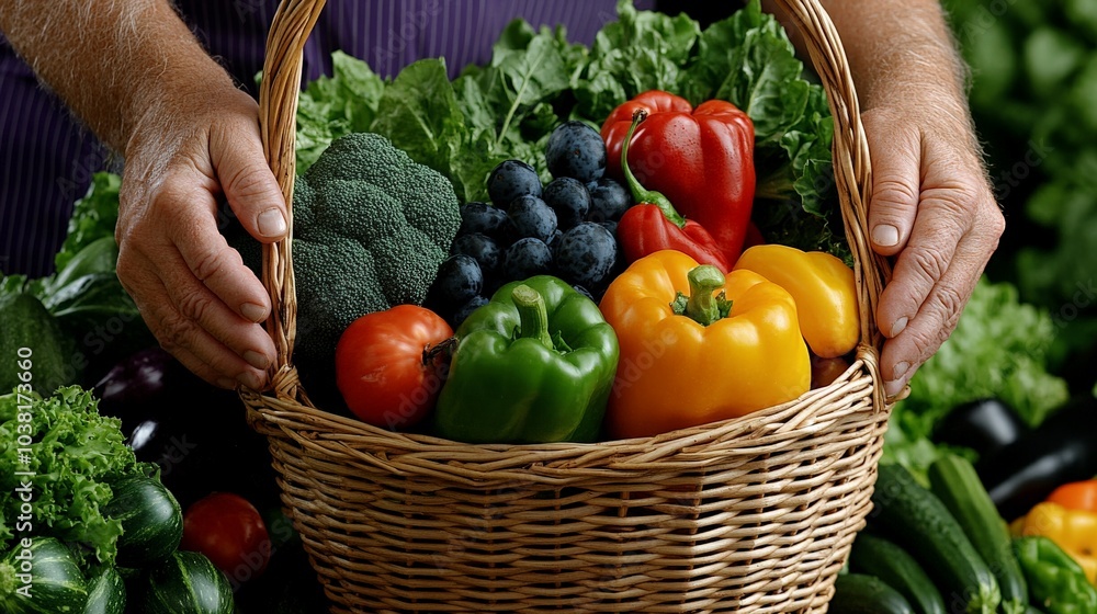 Fototapeta premium Harvest Bounty: Fresh, vibrant vegetables bursting with flavor, a symbol of healthy living and abundance. 