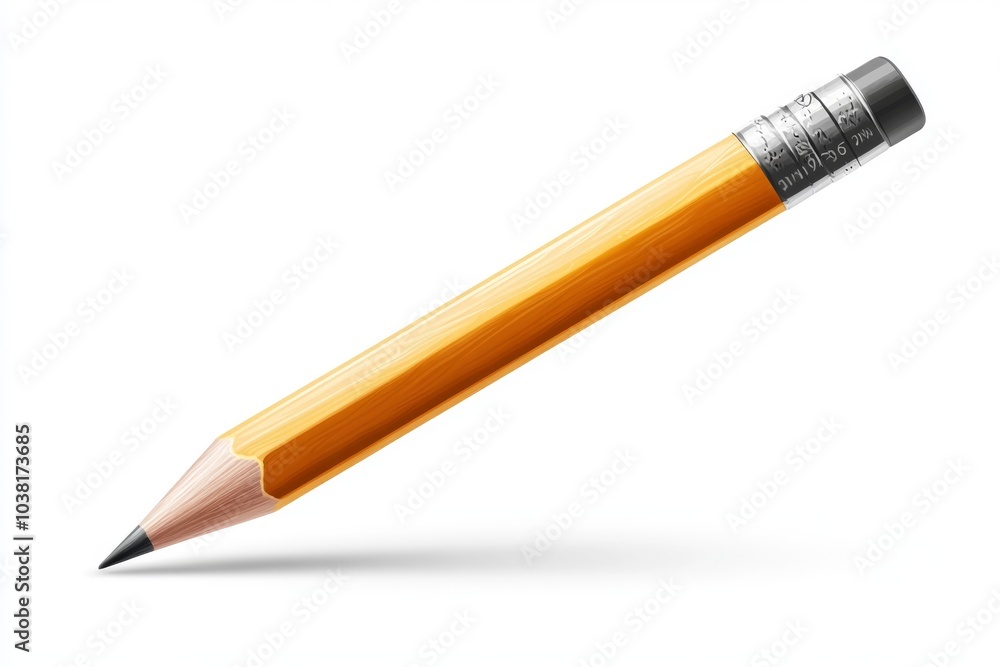 Yellow Pencil with Eraser Isolated on White Background Yellow Pencil with Eraser Isolated on White Background